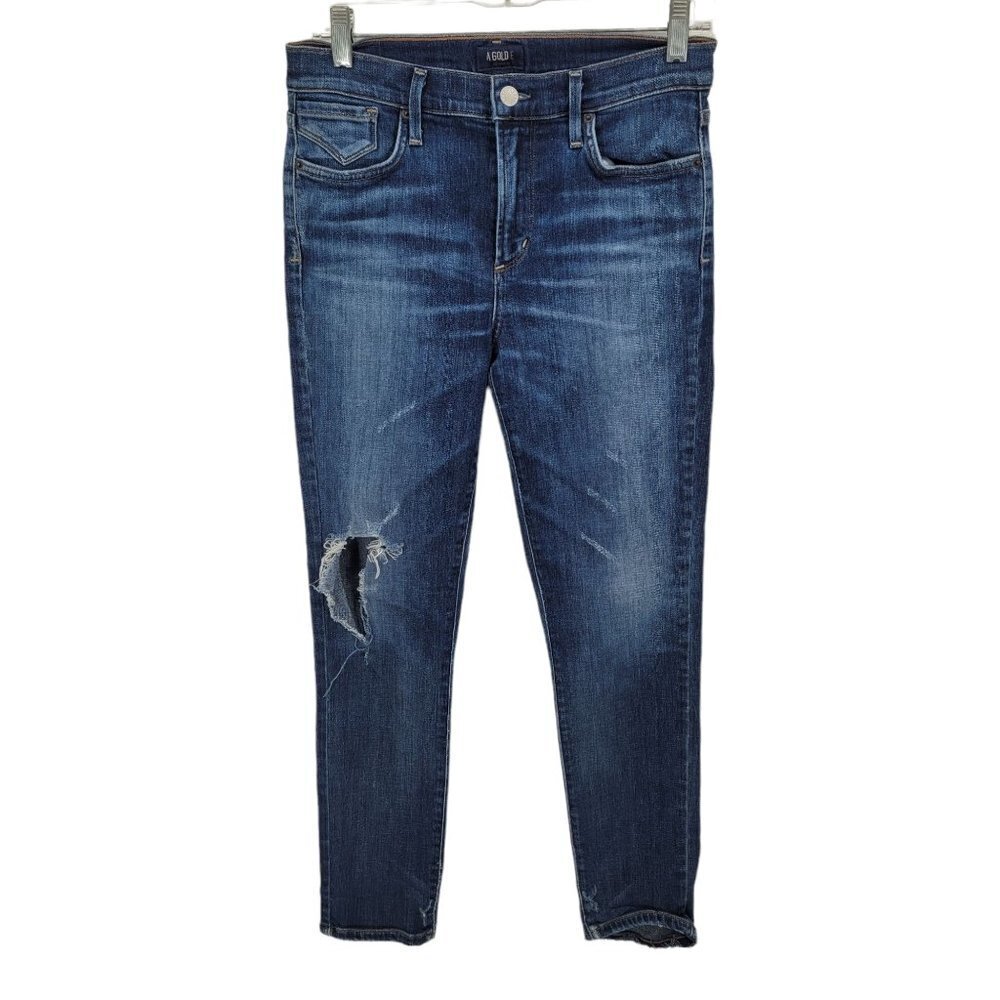 Agolde Womens size 27 sophie crop distressed starwood blue skinny jeans